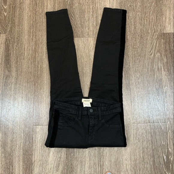 L’Agence Margot Velvet Stripe Jean in Noir High Rise Skinny Fit Womens Size 24 - Picture 5 of 7